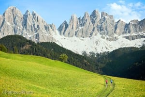 Two runners in the Italian Dolomites