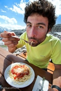 Man eating pasta