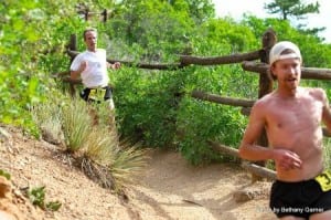 2010 Barr Trail Mountain Race with Rickey Gates (right) battling Matt Carpenter (left).