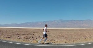 Mike Morton running early in the 2012 Badwater Ultramarathon. Photo: Ben Jones