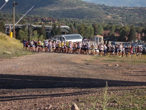 The start of the 2012 Jupiter Peak Steeplechase. 2012 Jupiter Peak Steeplechase - start