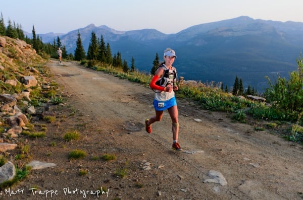 Tina Lewis climbing Haggerman Pass Road. 2012 Leadville 100 - Tina Lewis - Haggerman Pass Road
