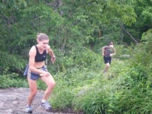 Women's winner Alison Bryant at the Eden Rock at station during Rock2Rock 2010. Photo courtesy of La Sportiva.