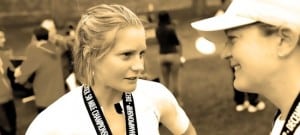 Anna Frost (NZ) and Lizzie Hawker (UK) after placing first and second at the 2010 TNF EC Championships.