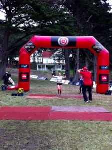 Anna Frost finishing the TNF 50 mile in 2010.