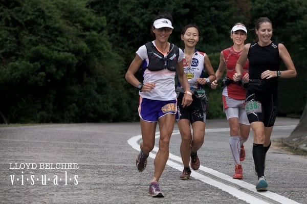 The Blister Sisters striding out along Kam Shan. Blister Sisters - 2012 Oxfam Trailwalker Hong Kong