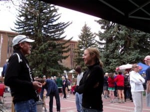Women's winner Megan Kimmel with Bernie Boettcher.