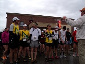 Runs at the start of the 2011 Dry Creek Half Marathon.