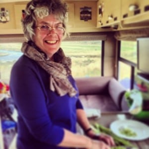 Jez's mum-in-law, Hilary Taylor, is on cooking duty in one of the crew's camper vans. Photo: Jaime Ashwell