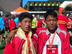 Bed and Sudip after completing their first international race.