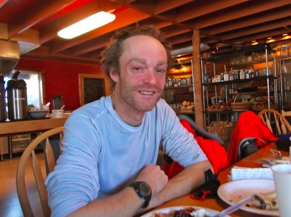 Finger Lake Checkpoint, trying my best not to look as bad as I feel. Iditarod Trail Invitational 2012 - Geoff Roes Finger Lake