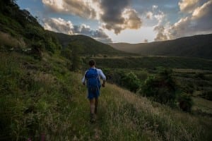 Several weeks into the expedition, Jez tackles a remote section of the trail by fastpacking. Photo: Damiano Levati