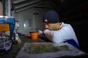 Jez's selfy from a night alone in a Te Araroa Trail hut.