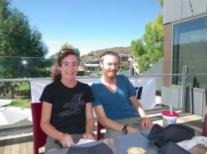 Joelle Vaught and Geoff Roes before the 2010 Run Rabbit Run 50 mile.