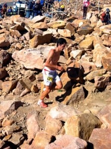 Kilian Jornet just below the summit of Pikes Peak.