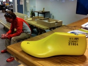 Rickey Gates chilling with Kilian's shoe last.