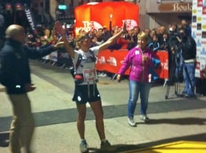Hawker after winning the 2011 TNF UTMB. Photo: iRunFar/Meghan Hicks