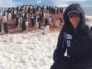 Matt Donovan chills with the locals on Antarctica. Photo courtesy of Matt Donovan