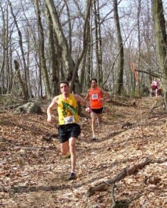 Matt Byrne (yellow) was the on-the-course Mountain Cup leader. How will he and Ryan Woods (upper right) fare as the Mountain Cup unfolds. (photo by Barb Howe)