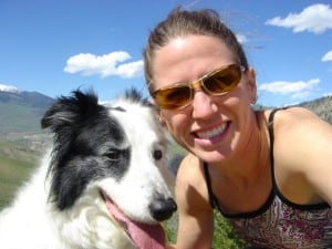 Meghan and Junebug trail running in Montana.