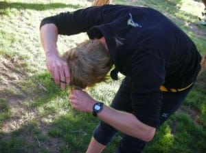 Michael Selig cutting his hair just before the Jemez Half Marathon.