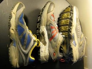 From left-to-right, the midsole of the Montrail Sabino Trail, Hardrock 08, and Hardrock.
