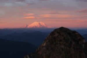Mountain Rainier as scene during the Cascade Crest 100. Photo by Glenn Tachiyama.