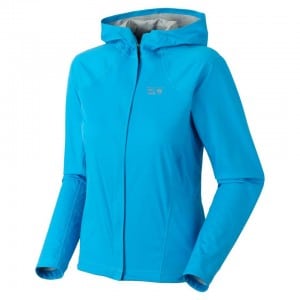 The women's Mountain Hardwear Effusion Hooded Jacket in skybox. Mountain Hardwear Effusion Hooded Jacket womens skyboax