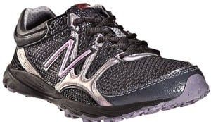 The New Balance WT101 is black and silver with a hint of pink.