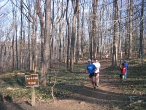 Racers doing battle at the Potomac Overlook Trail Runs.