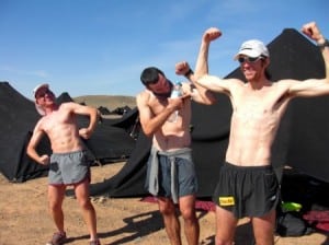 Team Dreamchasers USA took third at the 2009 MdS. From left to right: iRunFar's Bryon Powell (19th), Ted Archer (18th), Michael Wardian (8th). (Photographer unknown)