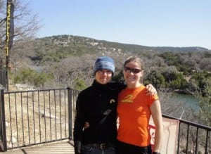 Megan Kimmell (first) and Rachel Cieslewicz (third) after the Nueces 25k. Photo courtesy of Rachel Cieslewicz.