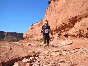 Rob Krar about to win the 2012 Red Hot Moab 33k. Photo: iRunFar/Bryon Powell