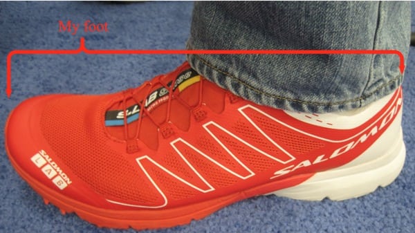 My foot in the Salomon S-Lab Sense. Salomon S-Lab Sense - my fooot