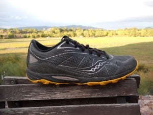The Saucony Kinvara TR's lateral upper.