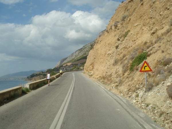 A shot of the course in Spartathlon's early miles. Spartathlon road