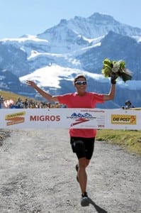 Stevie Kremer winning the 2012 Jungfrau Marathon. Photo: www.swiss-images.ch