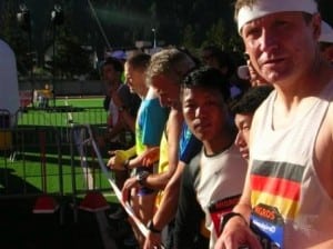 Bed and Sudip on the starting line of the Swiss Alpine Marathon.