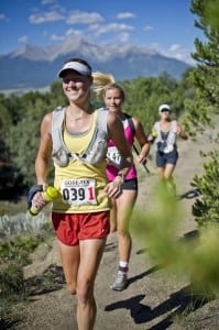 Caroline (third back) and I running together on the first day.