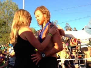 At the finish with Krista. Photo: Bryon Powell