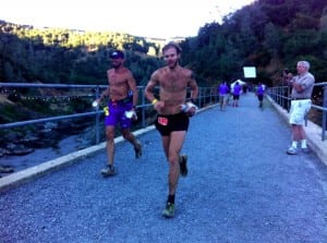 On No Hands Bridge with Hal Koerner. Photo: Bryon Powell