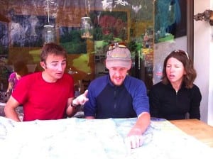 Ueli Steck sharing his trail knowledge of the Bernese Alps. Photo: PatitucciPhoto