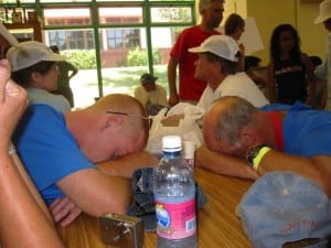 Me and Gary Knipling all tuckered out after the 2004 Western States 100.