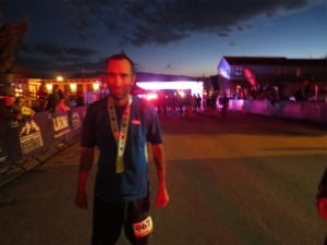 Zeke Tiernan having just finished the  2012 Leadville 100 in twilight.