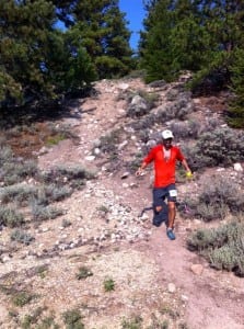 Zeke descending into Twin Lakes.