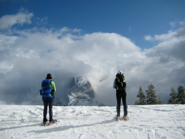 Half Dome snowshoe Half Dome from Glacier Point winter