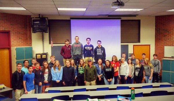Me with a bunch of sports nutrition students at Hempfield High school, my alma mater. I had a good time sharing my story with them.