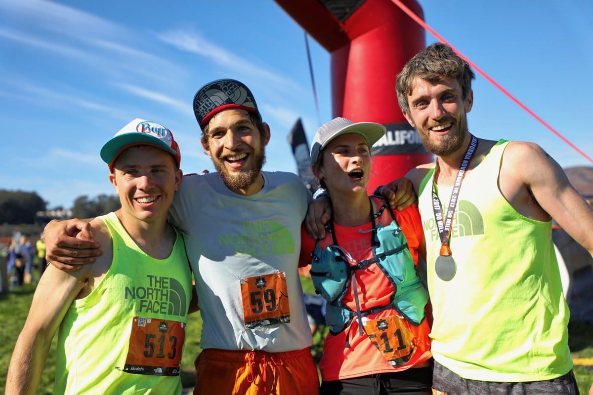 2017 TNF 50 - Finish - Zach Miller - Moises Jimenez - Clare Gallagher - Paddy OLeary