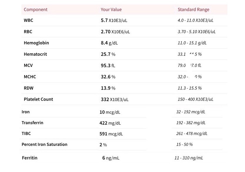 Ferritin Level Chart Anemia