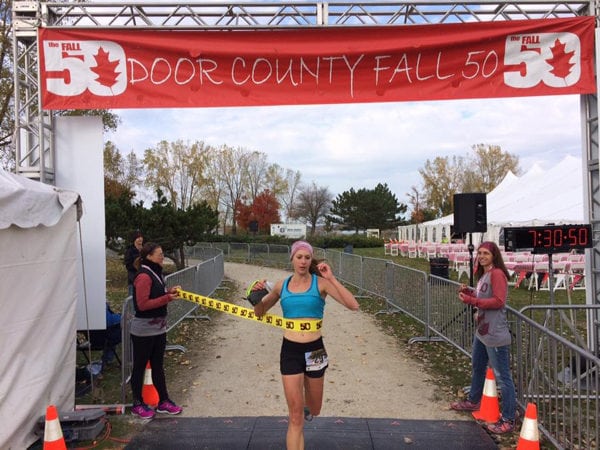 Jamie Blumentritt, Door County Fall 50 Mile champion. Photo: Door County Fall 50 Mile